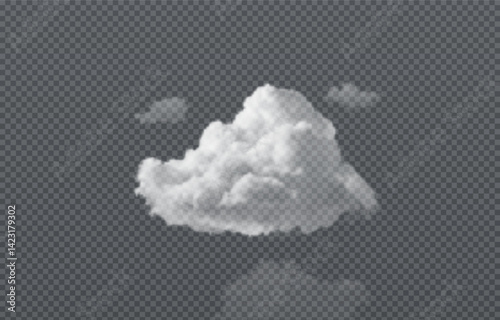 Vector realistic cloud, smoke or fog on isolated transparent background. Cloud png. Smoke png