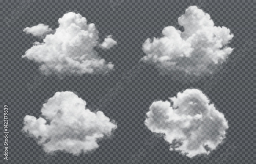 Vector realistic cloud, smoke or fog on isolated transparent background. Cloud png. Smoke png