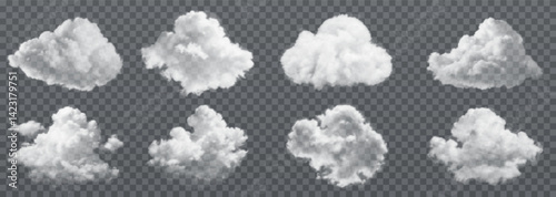 Vector realistic cloud, smoke or fog on isolated transparent background. Cloud png. Smoke png