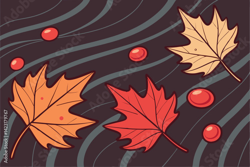 Vibrant Autumn Leaves Artistic Seasonal Illustration