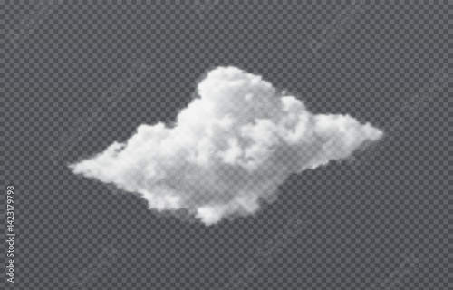 Vector realistic cloud, smoke or fog on isolated transparent background. Cloud png. Smoke png