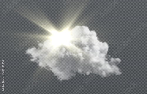 Vector realistic cloud, smoke or fog on isolated transparent background. Cloud png. Smoke png	