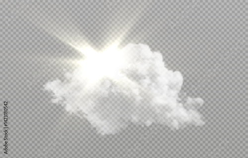 Vector realistic cloud, smoke or fog on isolated transparent background. Cloud png. Smoke png	