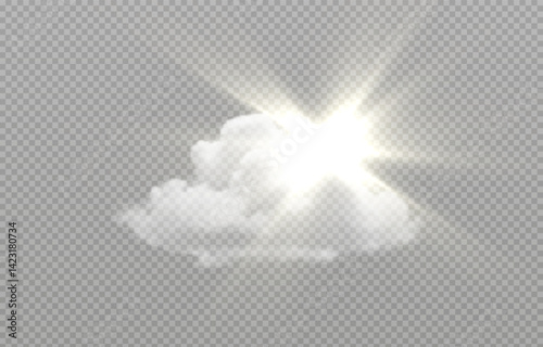 Vector realistic cloud, smoke or fog on isolated transparent background. Cloud png. Smoke png	