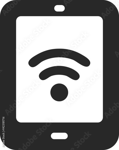Tablet icon with wireless signal for technology use