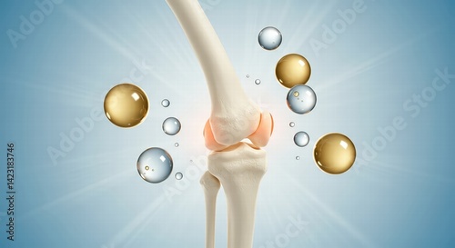 healthy bone human with vitamin or Calcium, and Collagen, Medical food concept background 3d illustration.
