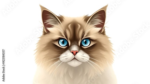 Adorable Ragdoll Cat Close-up with Striking Blue Eyes
