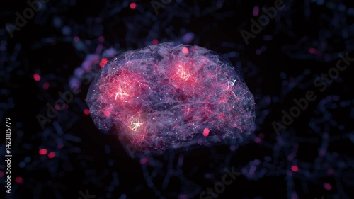 A  digital brain, centered on the screen, with an internal structure visible.