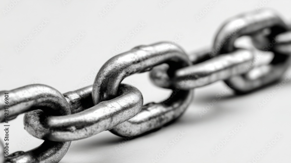 Fototapeta premium Interlocking chain links positioned beside data icon illustrating the security features of blockchain technology