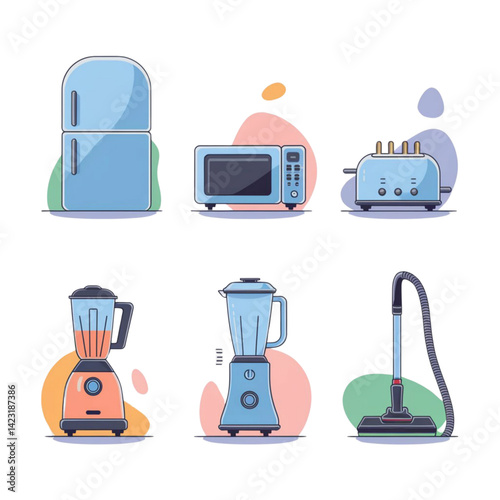 set of household appliances icons