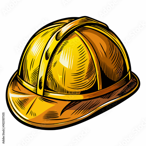 Colorful Illustration of a Construction Hard Hat for Safety and Engineering