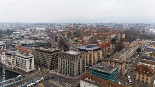 Geneva Cityscape Featuring Old Town and Cathedral Towers