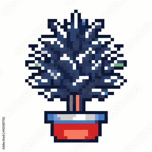 Retro Pixel Art Indoor Plant Illustration in a Decorative Pot