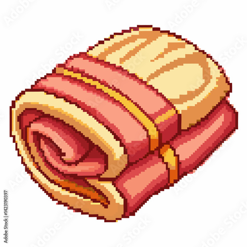 Pixel Art Blanket Icon Cozy Folded Textile  Illustration