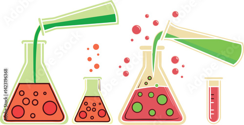 Colorful Chemistry Lab Scientific Glassware Illustration