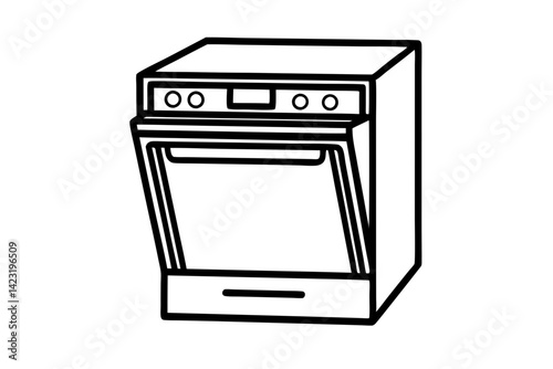 Household Dishwasher Icon Line Drawing