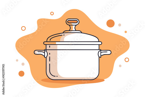 Pressure Cooker Kitchenware Line Art Vector