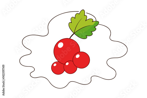 Juicy Redcurrant Outline Vector Design