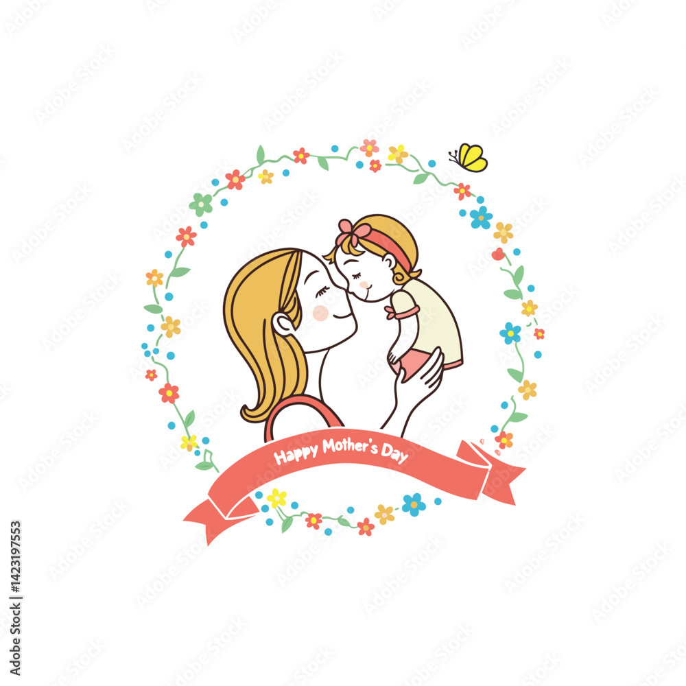 Obraz premium mother's day vector illustration to wish mom and celebrate the day worldwide 