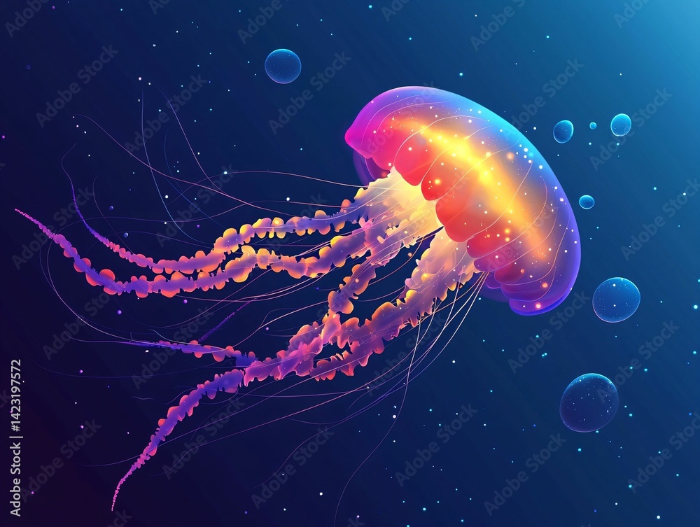Naklejka premium Neon Jellyfish