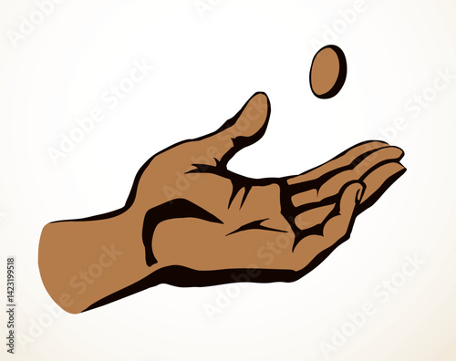 Vector drawing. The hand draws lots