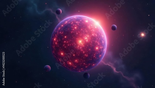 Glowing ethereal sphere in dark space, Nebular Scene, mysterious, celestial
