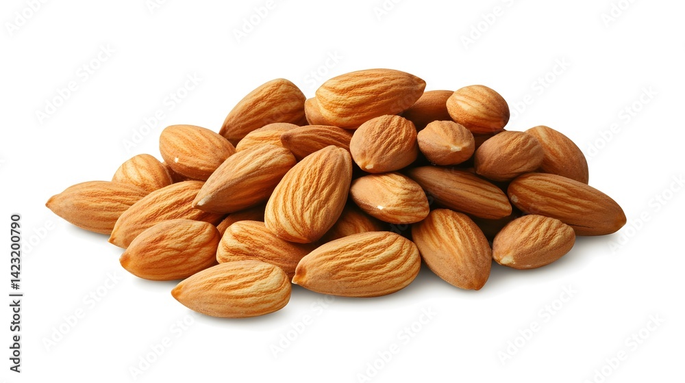Raw Almonds Pile Isolated on a Clean White Background for Design Raw Almonds Pile Isolated on a Clean White Background for Design