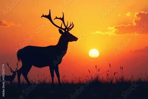 Deer Silhouette with Label, silhouette, outdoor