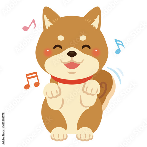 笑顔で喜ぶ柴犬のイラスト