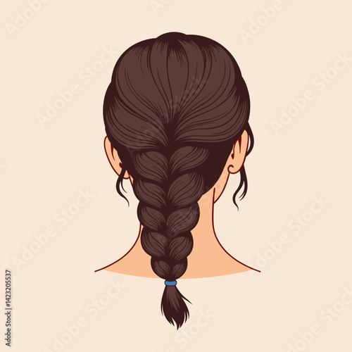 Hair braided into a ponytail on a neutral background