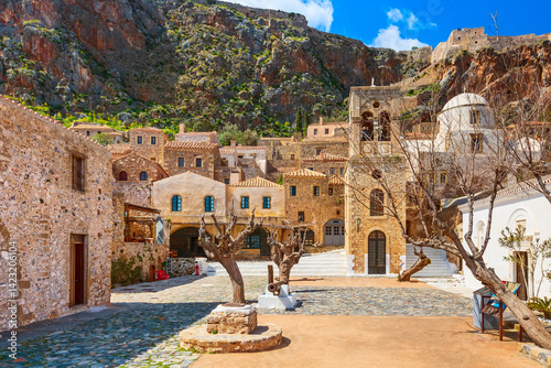Fototapeta Naklejka Na Ścianę i Meble -  Monemvasia houses and church, Peloponnese, Greece