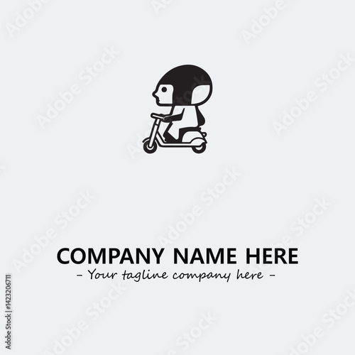 Scooter silhouette illustration black and white for logo company vector image
