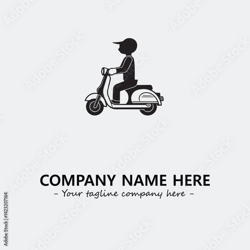 Scooter silhouette illustration black and white for logo company vector image
