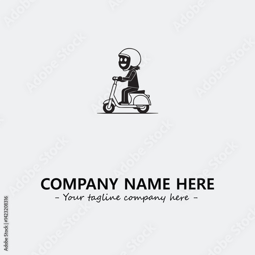 Scooter silhouette illustration black and white for logo company vector image
