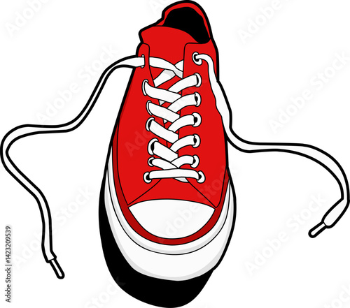 illustration of red laced shoes