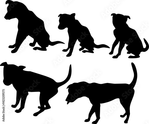 five styles of dog silhouettes