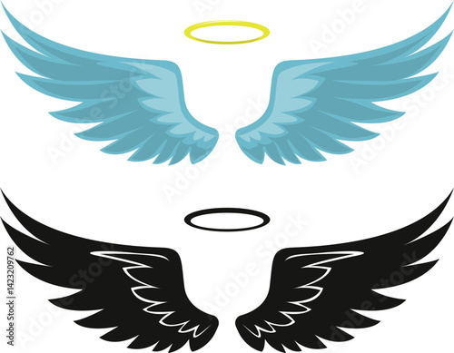 angel wings with golden halo
