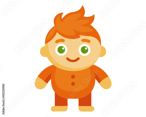 a cute cartoon character with bright orange hair and an orange outfit no background vector file.