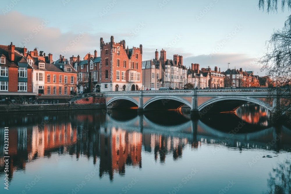 Obraz premium premium quality image of city with buildings and a bridge