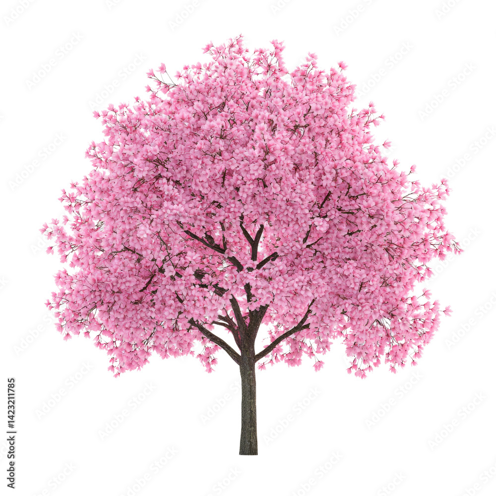 Obraz premium beautiful pink cherry blossom tree stands tall, showcasing its vibrant flowers