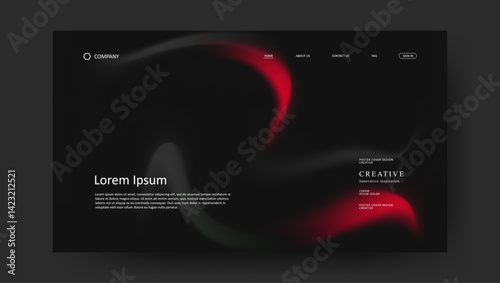 Abstract wave futuristic design of landing page. retro fluid gradient website design