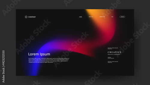 Abstract wave futuristic design of landing page. retro fluid gradient website design