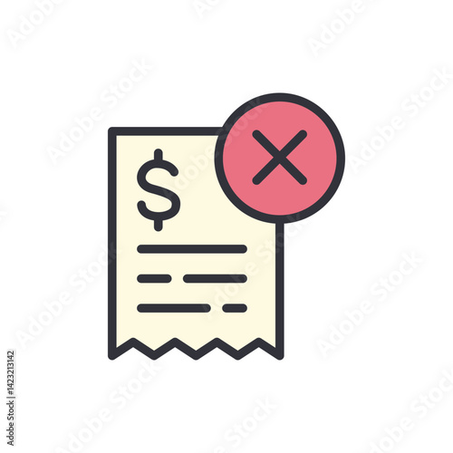 Cancel payment colored icons, minimalist vector illustration ,simple transparent graphic element .Isolated on white background