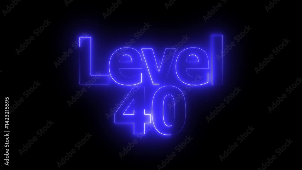 Level 40 animation by blue color neon on black background. Level 40 animation by blue color neon on black background.