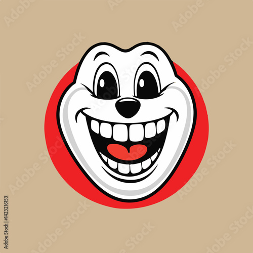 This funny cartoon character features an angry face with a wide mouth, showcasing a strong emotion in a comic vector illustration