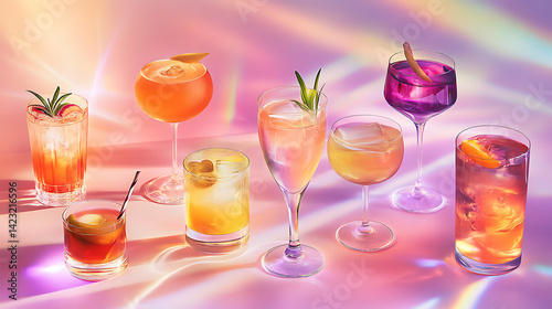 A stunning array of colorful cocktails served in elegant glasses for celebrations