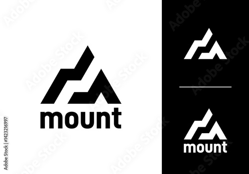 simple mountain logo line art creative modern design concept	
