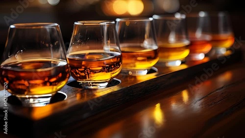 Wallpaper Mural Enjoy a selection of whiskey served in elegant glasses, beautifully arranged on a wooden tray. The cozy atmosphere sets the tone for an exquisite tasting experience. Torontodigital.ca