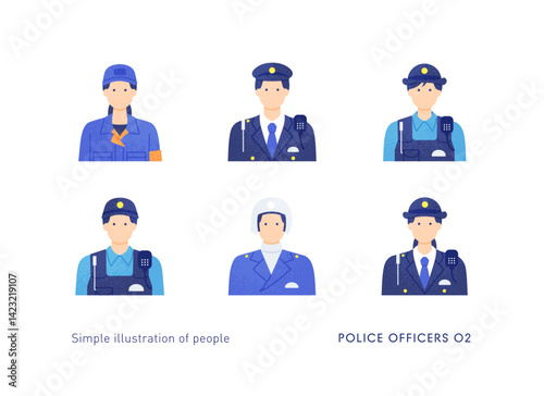 警察で働く人々。警察の職業別ベクターアイコン素材。