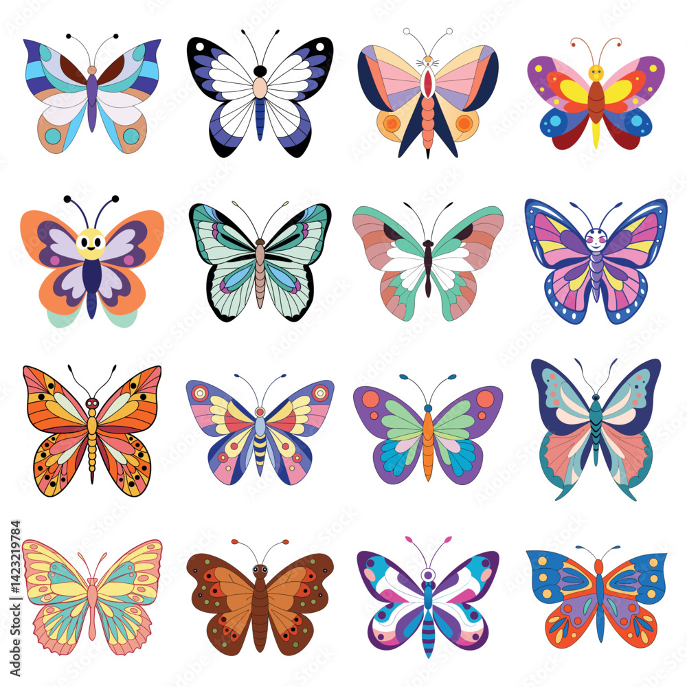 Hand-Drawn Butterfly Vector Set – Vibrant Insects in Flat and Decorative Styles Hand-Drawn Butterfly Vector Set – Vibrant Insects in Flat and Decorative Styles